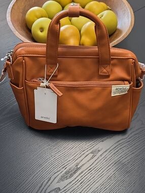 Anello, Women's Satchel Bag in Tan W/ silver Hardware. NWT
